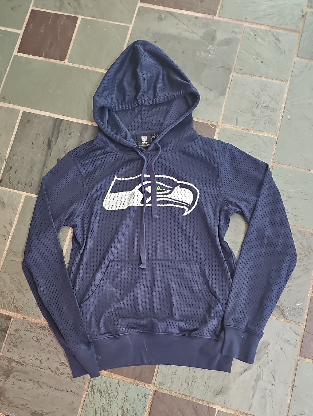 NFL Navy Hooded Mesh Pullover with Seahawks Logo